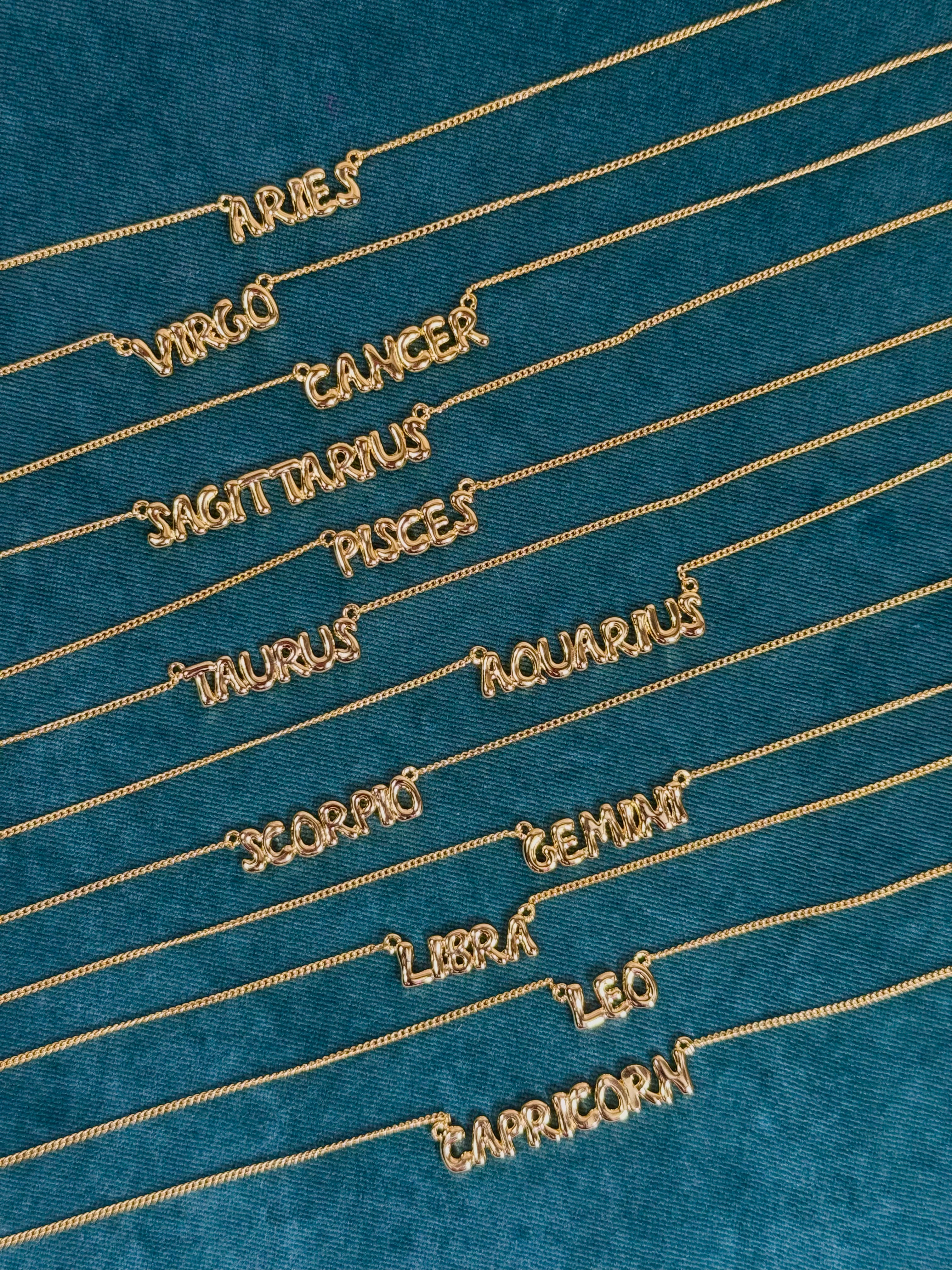 Zodiac Bubble Letter Necklace