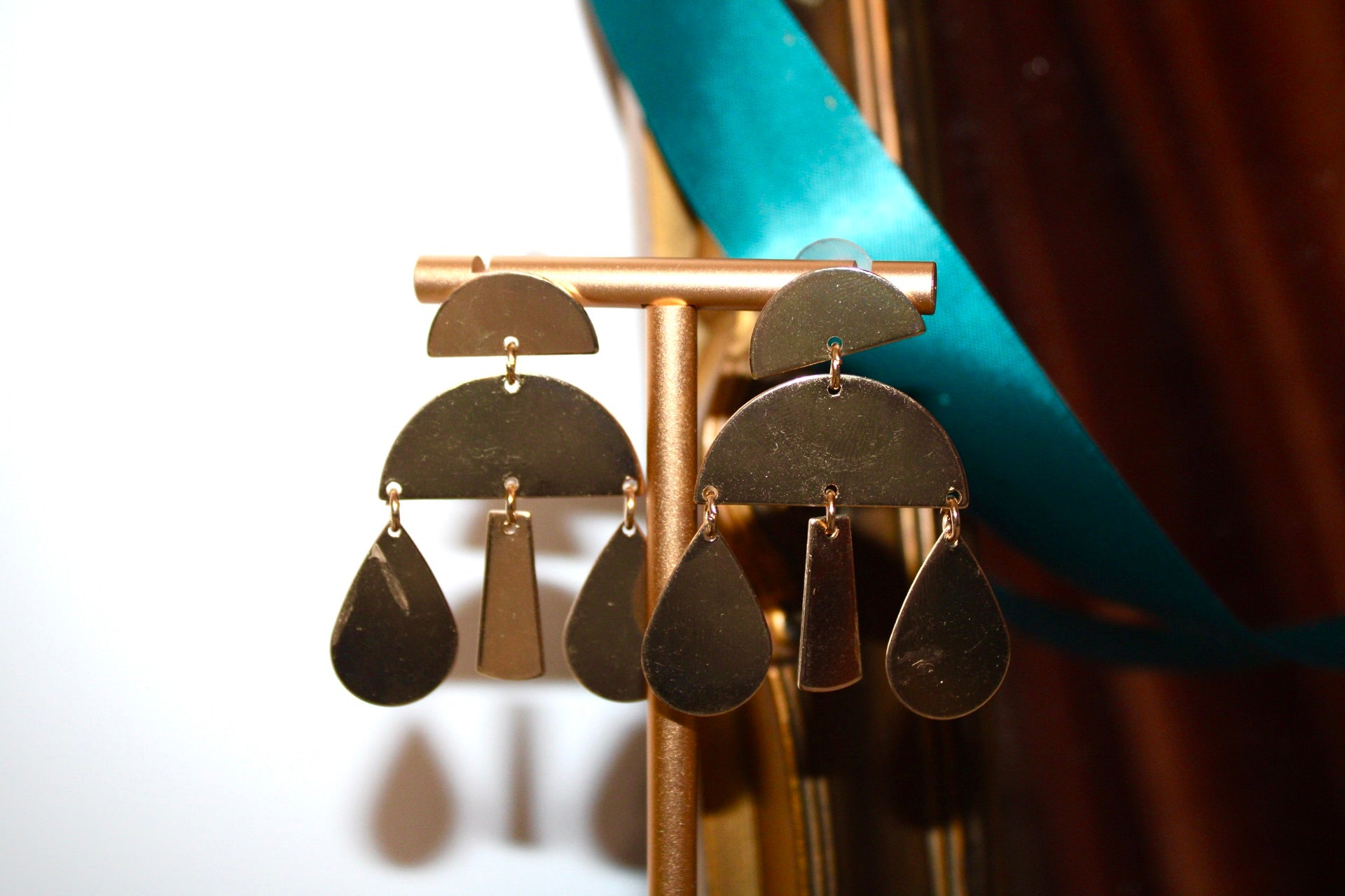 Geometric Gold Drop Earrings